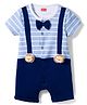 Babyhug 100% Cotton Romper Knit Half Striped Romper with Bow Applique - Multicolor