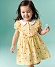 Babyhug Cotton Mixes Woven Frock with Half Sleeves and Floral Print - Yellow