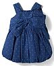 Babyhug Cotton Woven Sleeveless Polka Dots Printed Frock With Bow Applique - Navy Blue