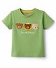 Babyhug Cotton Knit Half Sleeves T-Shirt with Teddy Patch - Multicolor