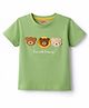 Babyhug Cotton Knit Half Sleeves T-Shirt with Teddy Patch - Multicolor