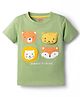 Babyhug Cotton Knit Half Sleeves Tee with Animal Applique Detailing Multi Color 6-9 Months