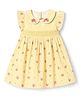 Babyhug See-Sucker Woven One Piece Dress with Sleeveless and Floral Embroidery - Yellow