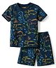 Babyhug Cotton Knit Half Sleeves T-Shirt & Shorts Co-ord Night Suit with Dino Print - Navy Blue
