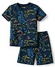 Babyhug Cotton Knit Half Sleeves T-Shirt & Shorts Co-ord Night Suit with Dino Print - Navy Blue
