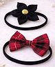 Knotty Ribbons Set Of 2 Floral & Bow Applique Detailed Headbands - Red & Black