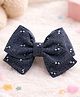 Knotty Ribbons Geometric Embroidered Bow Applique Detailed Alligator Hair Clip - Grey