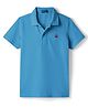 UCB Knit Half Sleeves Solid Color Polo T-Shirt - Blue