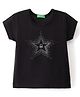 UCB Knit Half Sleeves T-Shirt With Rhinestone Detailing - Black