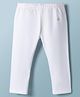 UCB Cotton Elastane Knit Full Length Solid Colour Leggings  - White