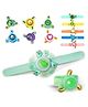 New Pinch Kids Wrist Band Toy , Spinning Slap Band Cute Cartoon Bracelet With LED Light Up - Pack of 6