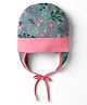 OHMS Single Jersey Knit Floral Printed Cap With Knot Teal Blue - Diameter 10 cm