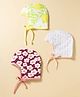 OHMS Single Jersey Knit Baby Caps With Heart & Floral Print Pack of 3 Multicolor - Diameter 22 cm