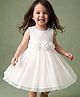 Babyhug Mesh Woven Sleeveless Frock with Floral Applique - White
