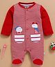 Wonderchild Full Sleeves Striped & Animal Applique Detailed Romper - Red