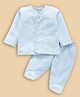 Wonderchild Full Sleeves Teddy Bear Face Fur Detailed Shirt & Pant Set - Sky Blue