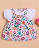 Wonderchild Floral Printed Pinafore Dress With Half Puffed Sleeves Solid Top - White