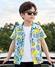 Ollington St. Cotton Knit Half Sleeves Sea Life Printed Shirt with T-shirt - Multicolour & White