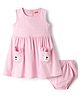 Babyhug Single Jersey Knit Sleeveless Polka Dots Printed Frock With Bloomer - Pink