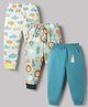 OHMS Single Jersey Knit Full Length Submarine & Animal Printed Lounge Pants Pack Of 3 - Multi Color