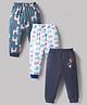 OHMS Single Jersey Knit Full Length Animal Vehicles & Space Theme Printed Lounge Pants Pack Of 3 - Multi Color