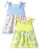 OHMS Cotton Knit One Piece Dresses/Frocks Sleeveless Floral Print Pack of 2 Multi Color 3-6 Months