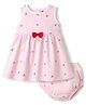 Babyhug  Single Jersey Knit  Frocks with Bloomer/Short Sleeveless Cherry Print Pink 9-12 Months