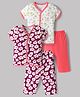 OHMS Single Jersey Knit Half Sleeves Floral Printed Co-Ords T-Shirt & Pyjama Night Suit Pack Of 2 - Multicolour