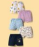 OHMS Single Jersey Knit Knee Length Shorts with Jungle Theme Print & Stripes Pack of 5 - Multicolor