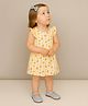 Kidbea Cotton Knit Sleeveless Floral & Heart Printed Dress - Light Yellow