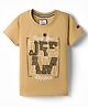 Noddy Half Sleeves Make Your Dream Happen Text Printed Tee - Khaki