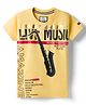 Noddy Half Sleeves Saxophone & Typography Printed Tee - Light Lemon