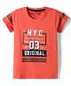 Noddy Half Sleeves Typography Printed Tee - Orange