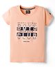 Noddy Half Sleeves Typography Printed Tee - Peach