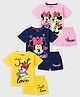 KUCHIPOO Cotton Blend Knit Pack Of 3 Mickey & Friends Featuring Half Sleeves Characters Printed Tee & Shorts Set - Multi Colour