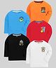 KUCHIPOO Cotton Blend Knit Pack Of 5 Full Sleeves Vehicles & Typography Printed Tees -  Multi colour