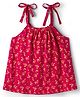 Pine Kids Cotton Knit Sleeveless Floral Printed Top - Red