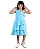 Clothe Funn Cotton Knit Sleeveless Polka Dot Printed Layered Dress - Blue