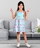 Clothe Funn Cotton Knit Sleeveless Frill Detailed Ballerina Printed Dress - Sky Blue