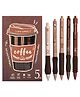 New Pinch Stylish Retractable Pens for Kids, Coffee Theme 0.5mm Stationery Gel Pen Set for Girls & Boys, Smooth Writing Quick Dry Ink Elegant Pen for School Office Supplies, Blue Ink,(Set of 5)