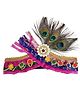 BookMyCostume Sequins & Pearl Embellished Peacock Feather Detailed Shri Krishna Pagdi - Multi Colour