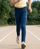 Pine Active Knit Full Length Leggings With Logo Print- Blue