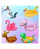 Yamama Kids Inflatable Swim Ring Float with Handles  PVC Cartoon Animal Baby Pool Tube for Boys & Girls (3+ Years), Beach & Swimming Pool Water Fun (Any 3 Random Design)