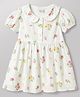 Babyhug Cotton Woven Half Puff Sleeves Floral Printed Frock With Peter Pan Collar - White