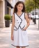 Arias Cotton Knit Sleeveless Solid Color Frock - White