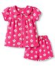 Babyhug Cotton Knit Half Sleeves Top & Shorts  Night Suit With Floral Print - Pink