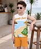 OLLINGTON ST. Sinker Knit Sleeveless T-Shirt & Shorts With Tropical Print - Multicolor