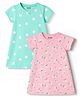 Honeyhap Premium 100% Cotton Half Sleeves Bio Finish Floral Printed Nighty Pack of 2 - Beach Glass & Orchid Pink