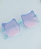 PASSION PETALS Glitter Embellished Bow Applique Detailed Cat Face Shaped Sunglasses - Blue
