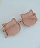 PASSION PETALS Glitter Embellished Bow Applique Detailed Cat Face Shaped Sunglasses - Brown